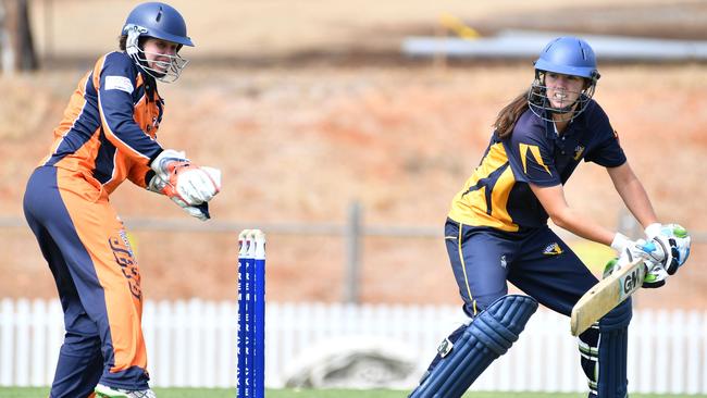 Brooke Harris, right, was best with bat and ball across the competition on the weekend.  Picture: AAP/ Keryn Stevens