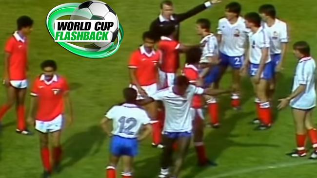 Tempers get a little frayed in the 1982 France v Kuwait clash.