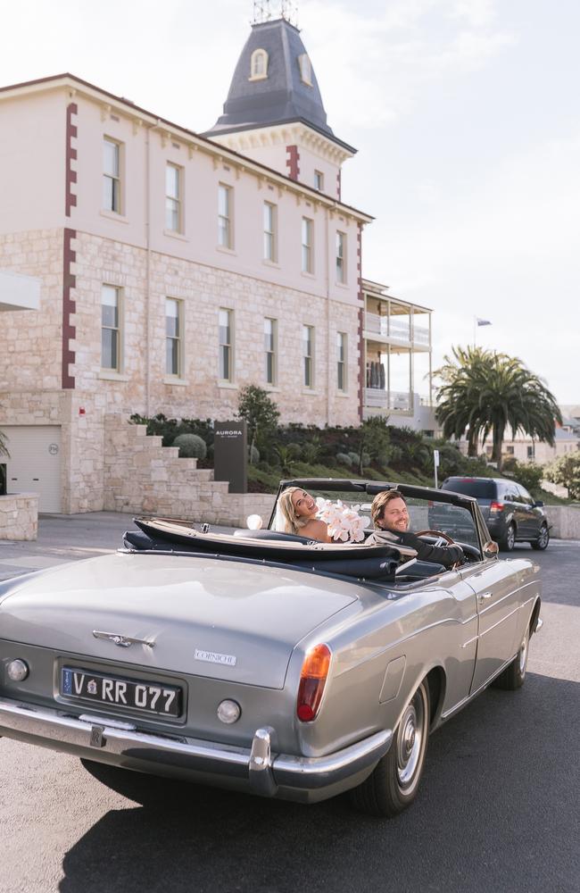 Priscilla Hajiantoni and Jake Livock wed at The Continental Sorrento, in Sorrento Victoria. Picture: Wild Romantic Photography