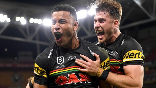 NRL 2021 RD23 Penrith Panthers v South Sydney Rabbitohs – Stephen Crichton, Try Celebration