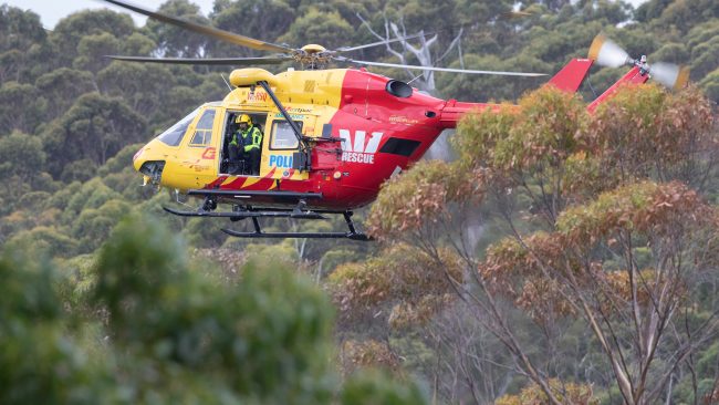 Westpac helicopter spent the day in the air searching for Shayla. Picture: Chris Kidd