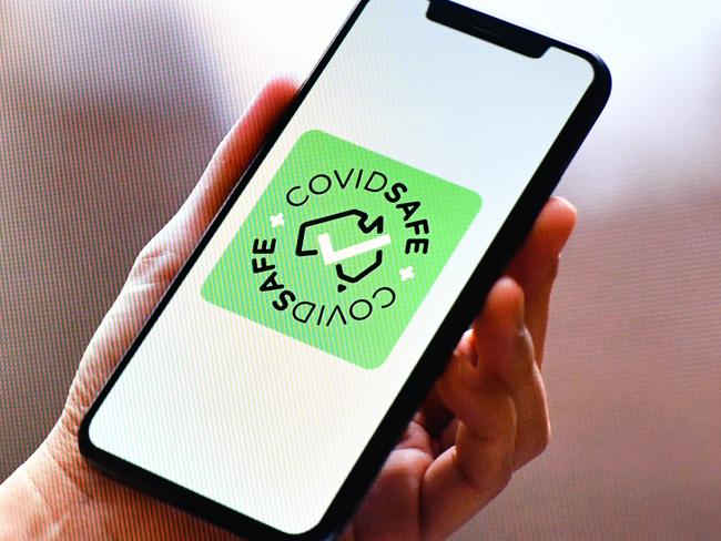 The new government app "CovidSafe" is seen on a television monitor during a press conference at Parliament House in Canberra, Sunday, April 26, 2019. (AAP Image/Mick Tsikas) NO ARCHIVING