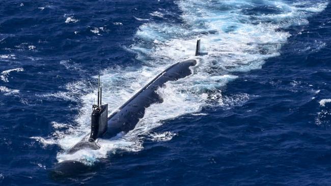 A US nuclear submarine during military exercises. Picture; AFP.