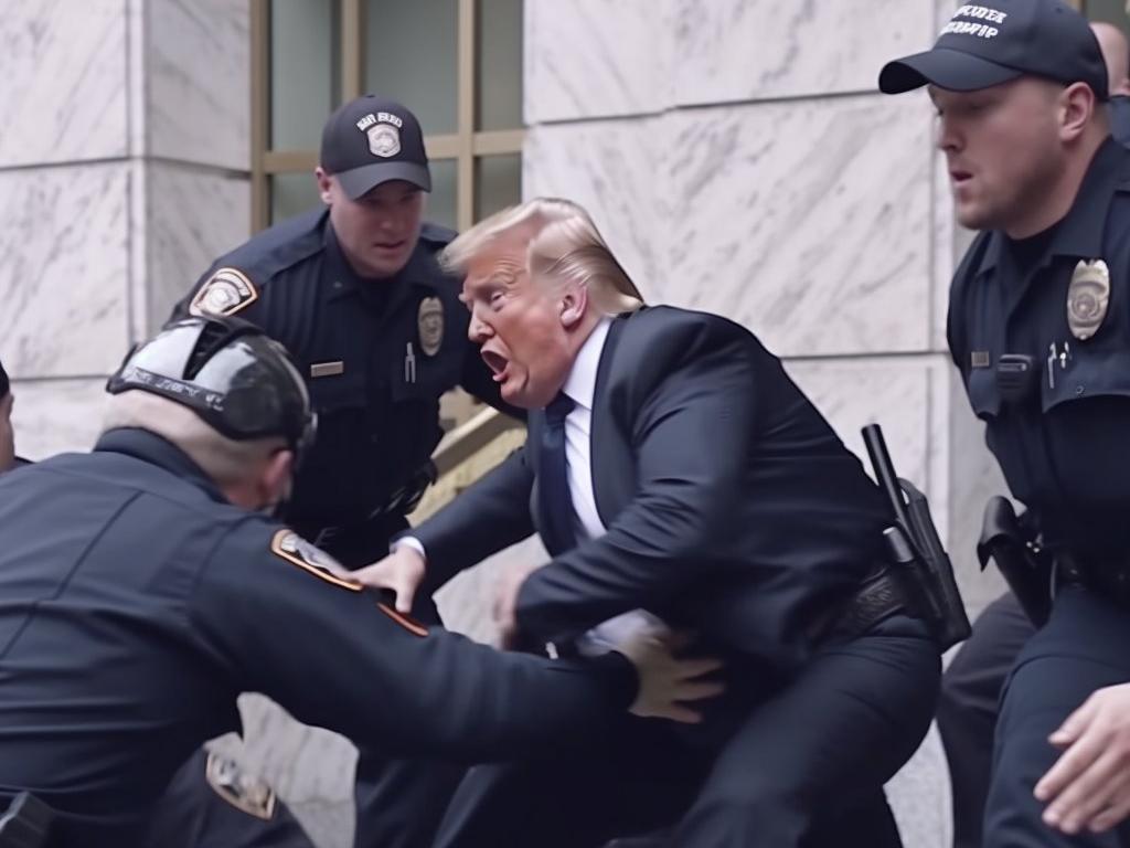 An AI-generated deepfake image of former president Donald Trump being arrested. The Digital Thumbprint program has pivoted from a focus on fake news to fake nudes.