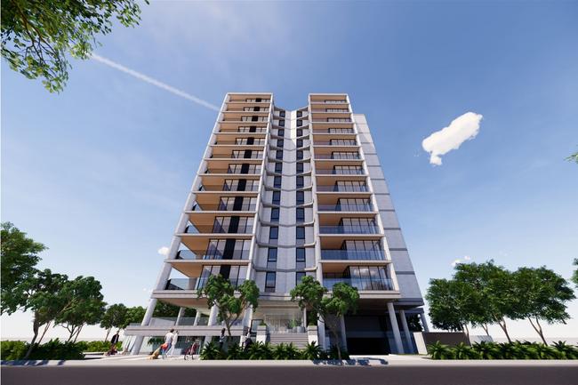 Artist impressions of a proposed 14-storey tower planned for Palm Beach by H&amp;F Property Group. Picture: Supplied