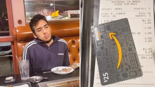 The customer took the unusual step of paying with a gift card, enraging the waitress. Picture: TikTok