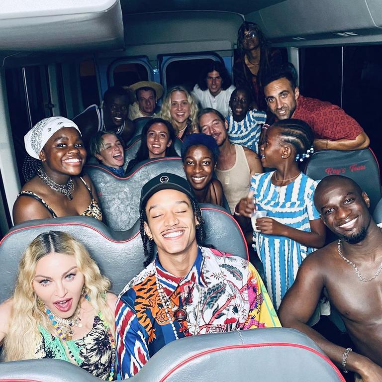 Can you spot famous DJ Diplo on the party bus? He’s in the white singlet in the middle.