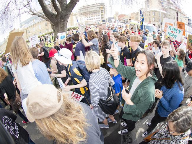 Climate strike rally in Hobart. Picture: RICHARD JUPE