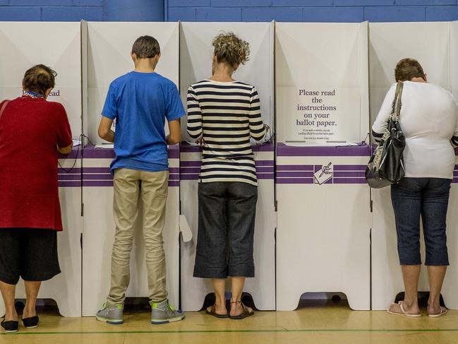 Polling booths at Labrador State School for the 2019 Australian federal election. Picture: Jerad Williams