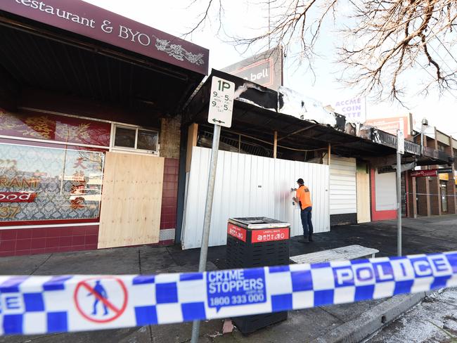 A car had reversed into the building. Picture: David Smith