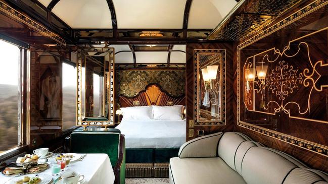 A luxury suite on board the Venice Simplon-Orient-Express.