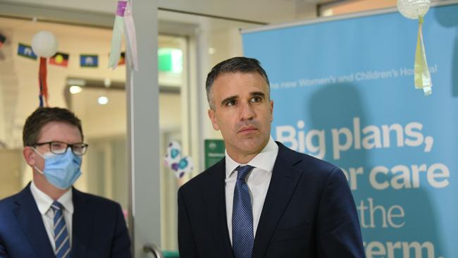 Premier Peter Malinauskas and Health Minister Chris Picton at the Women’s and Children’s Hospital. The government in March ordered an urgent review. Picture: NCA NewsWire / Naomi Jellicoe