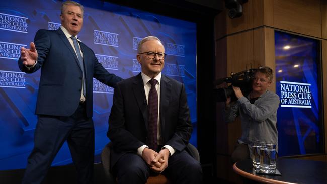 Prime Minister Anthony Albanese makes his first address of the year to the National Press Club of Australia, in Canberra. Picture: NCA NewsWire / Gary Ramage