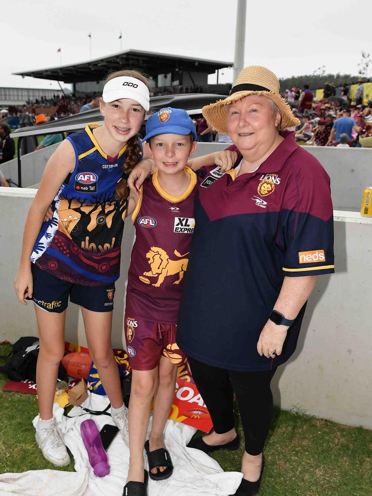 Charlotte Sullivan, Sheryl Devilliers and Callum Sullivan at the NAB AFLW grand final. Picture: Patrick Woods