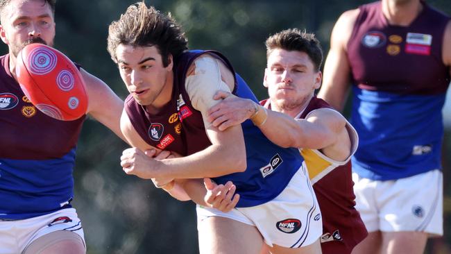 Adam Carafa in action for Banyule against Lower Plenty. Picture: George Salpigtidis