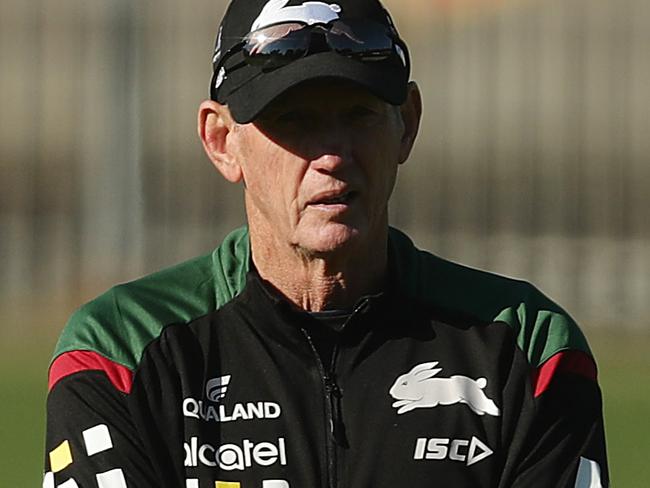 SYDNEY, AUSTRALIA - MAY 06: Rabbitohs head coach Wayne Bennett looks on during a South Sydney Rabbitohs NRL training session at Redfern Oval on May 06, 2020 in Sydney, Australia. (Photo by Mark Metcalfe/Getty Images)