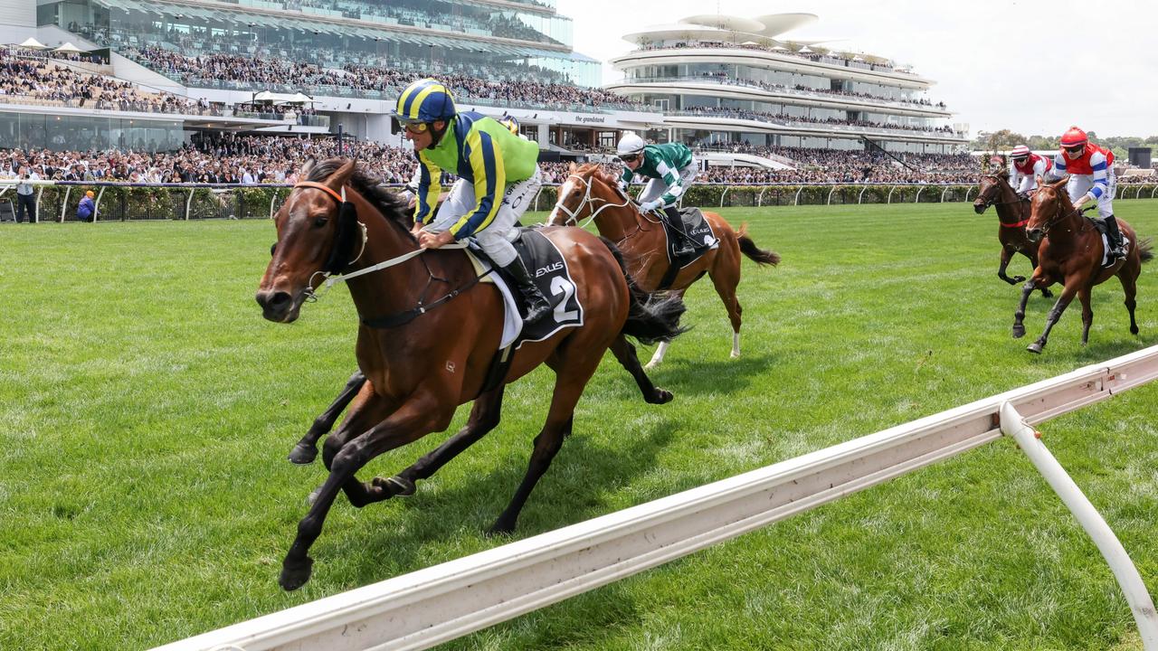 Kalapour ridden by Damien Oliver wins the Lexus Archer Stakes. (Photo by George Sal/Racing Photos via Getty Images)