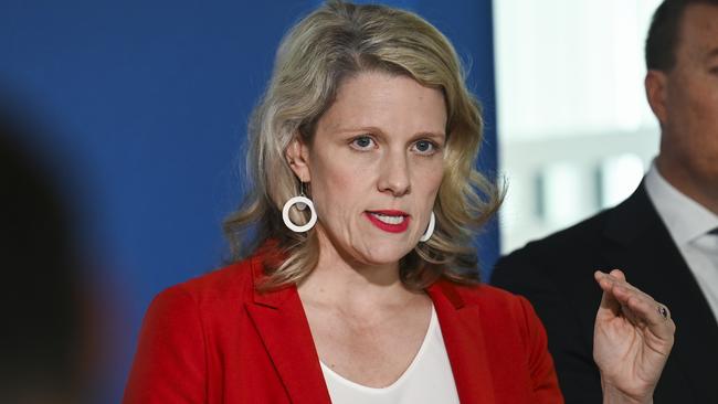 Home Affairs Minister Clare O'Neil announcing the government’s migration strategy. Picture: Martin Ollman