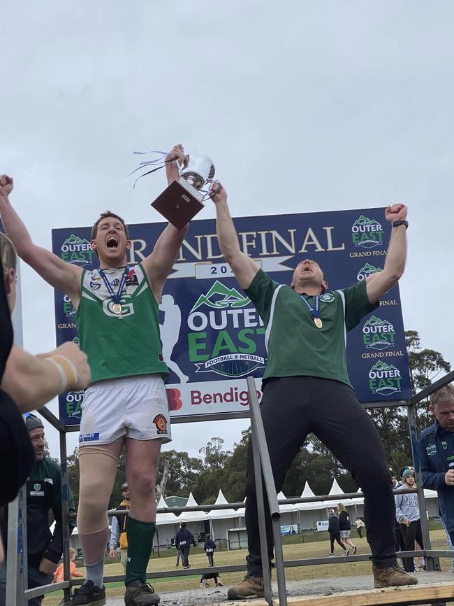 Gembrook Cockatoo captain Colin Bastow and coach Brad Coller. Picture: Facebook