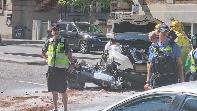 The motorcycle rider was taken to Royal Perth Hospital at normal road speed. Picture: NCA NewsWire / Anthony Anderson