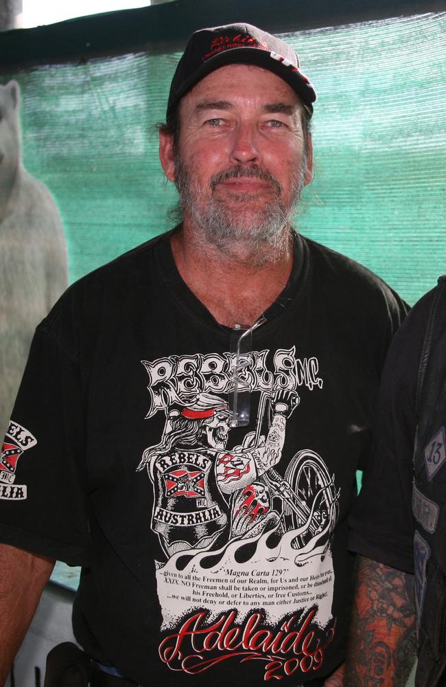 Andy Langtree in 2012, with other then members of the Rebels Motorcycle Club Mackay Chapter, when they hosted a tattoo show in Mackay.