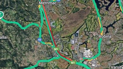 M1 gridlock as emergency services respond to crash. Picture: Google.