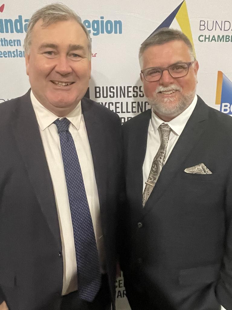 Mayor Jack Dempsey and Bundaberg Chamber of Commerce President Tim Sayre enjoyed the 2023 Bundaberg &amp; District Business Excellence Awards.