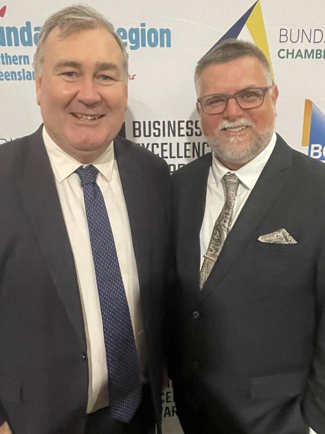 Mayor Jack Dempsey and Bundaberg Chamber of Commerce President Tim Sayre enjoyed the 2023 Bundaberg & District Business Excellence Awards.