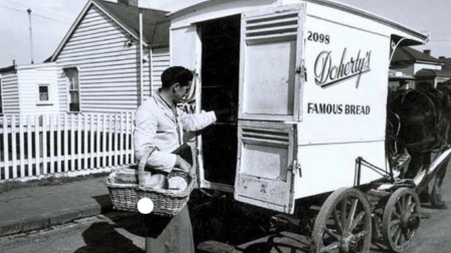 A bread carter makes his deliveries in a Yarraville street. Picture: Public Records Office of Victoria