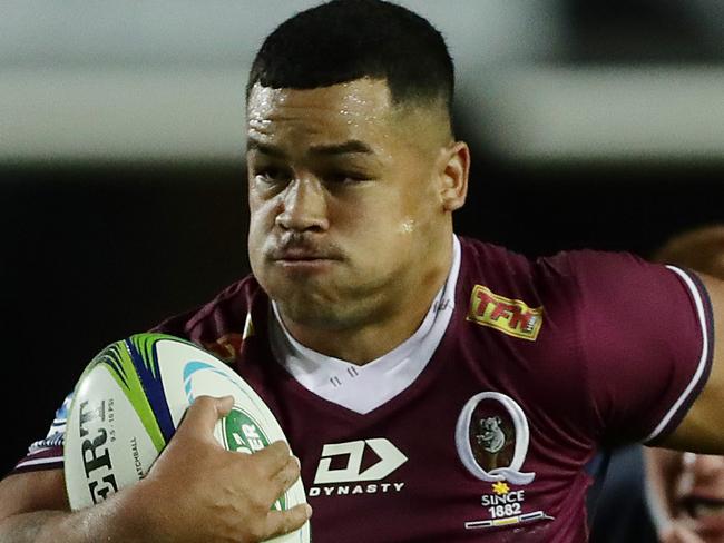 SYDNEY, AUSTRALIA - JULY 10: Hunter Paisami of the Reds in action during the round 2 Super Rugby AU match between the Rebels and the Reds at Brookvale Oval on July 10, 2020 in Sydney, Australia. (Photo by Mark Metcalfe/Getty Images)