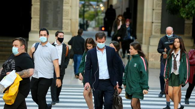 People in Brisbane have been taking the mask mandate seriously. Picture: David Clark