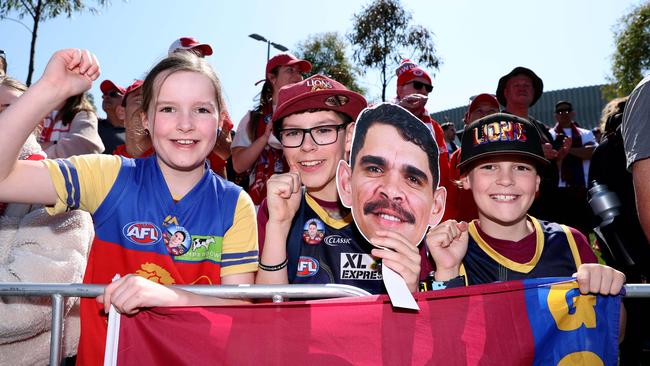 Brisbane fans show their love for Charlie Cameron. Picture: Lachie Millard