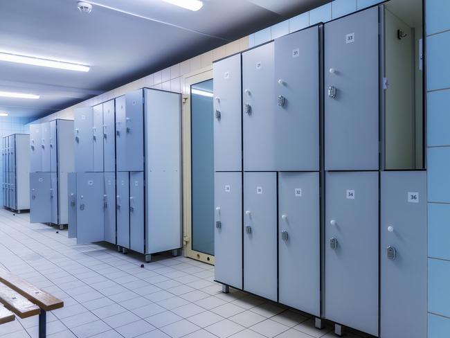 Modern interior of a locker changing room