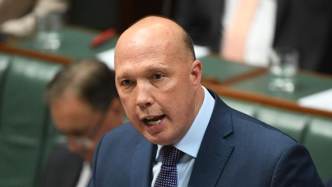 Home Affairs Minister Peter Dutton speaks during Question Time yesterday. Picture: Getty Images