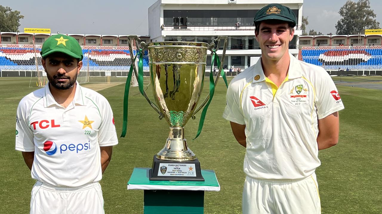 Pat Cummins and Babar Azam will compete for the Benaud-Qadir Trophy. Photo: Cricket Australia