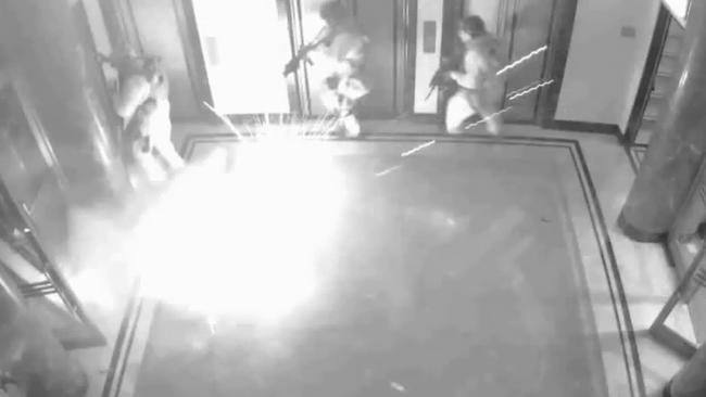 CCTV footage of one of the three Tactical Operations Unit teams played to the siege inquest yesterday shows some of them apparently reeling back as their flashbangs hit the glass doors instead of going into the cafe.