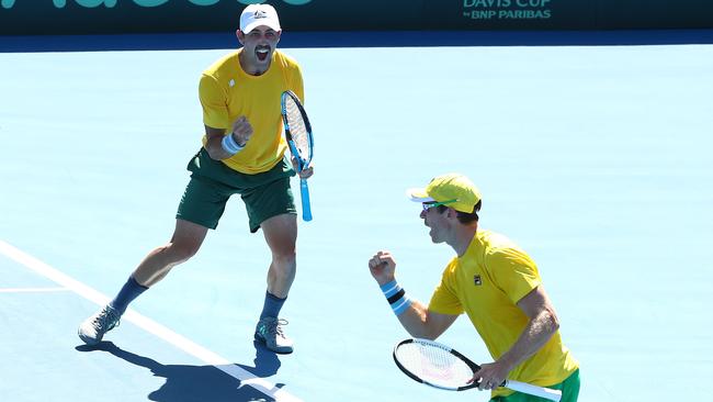 The Aussies had good reason to celebrate. (Scott Barbour/Getty Images)