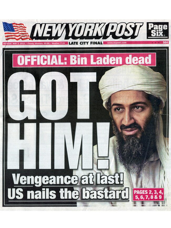 The front page of the New York Post on May 2, 2011.