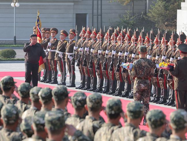 North Korea's leader Kim Jong-un (C) visiting the command of the 2nd Corps of the Korean People's Army, at an undisclosed location in North Korea, October 17, 2024. Picture: KCNA via KNS/AFP