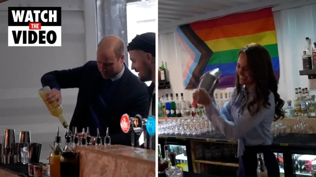 Kate Middleton and Prince William play bartender