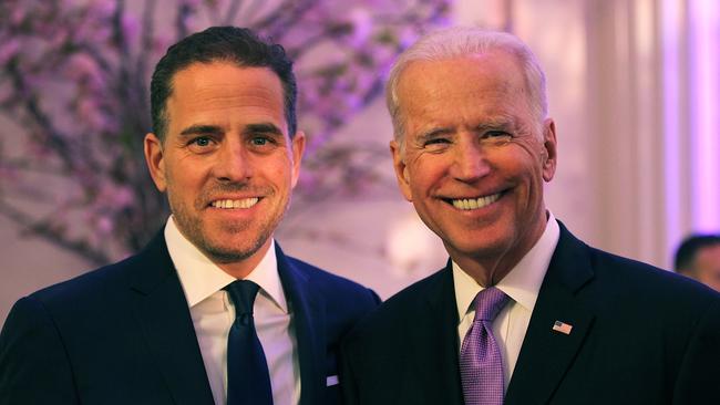 Hunter Biden with his father, former US vice-president Joe Biden, in Washington. Picture: Getty Images