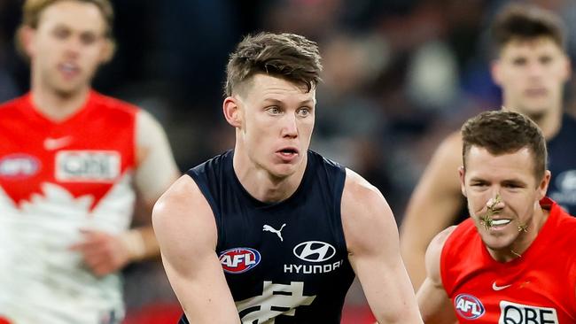 Sam Walsh looked right at home in his first final. (Photo by Dylan Burns/AFL Photos via Getty Images)