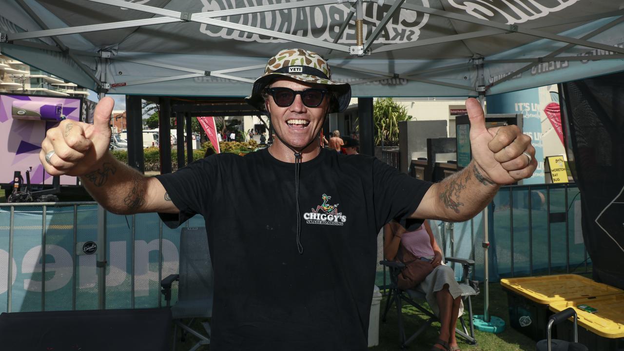 Mat Chigwidden among the crowd at the 2025 Gold Coast Open surf comp at Burleigh Heads. Picture: Glenn Campbell