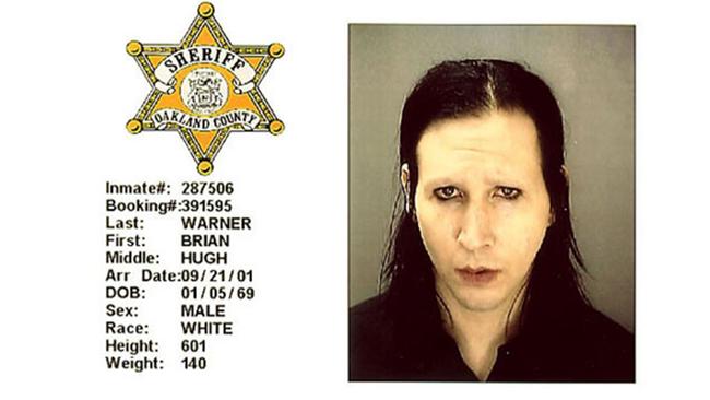 Manson after a 2001 brush with the law. Picture: Getty