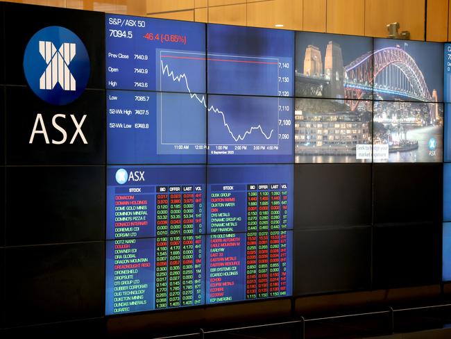 SYDNEY, AUSTRALIA - NewsWire Photos SEPTEMBER 6, 2023: screens at the Australian Stock exchange (ASX) Sydney CBD.Picture: NCA NewsWire / Damian Shaw