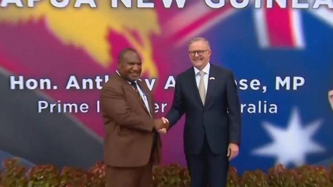 Anthony Albanese with PNG PM James Marape. Image: PNG Business News.