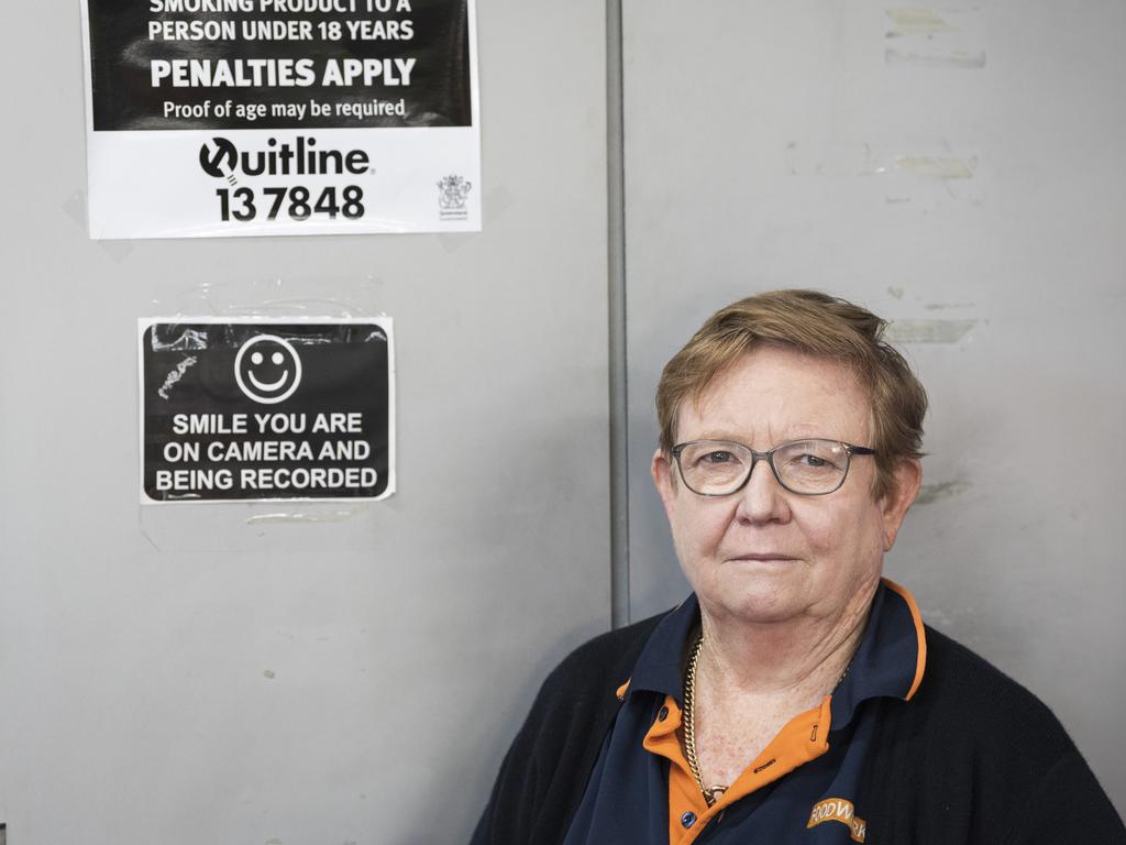 Blue Mountain Heights Foodworks owner Debbie Smith hopes Queensland Government changes to tobacco licencing will see the end of unchecked sales of illegal chop chop, nicotine vapes and contraband cigarettes, Sunday, May 19, 2024. Picture: Kevin Farmer