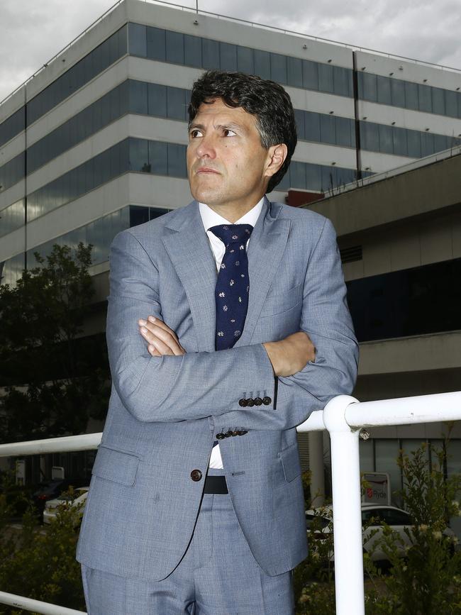 Ryde MP Victor Dominello, pictured today at the site of the proposed Meriton towers, is taking a stand against overdevelopment in his electorate. Picture: John Appleyard