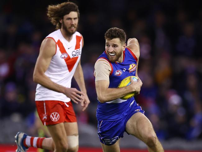 Bulldogs star Marcus Bontempelli tried hard in a losing effort. Picture: Michael Klein