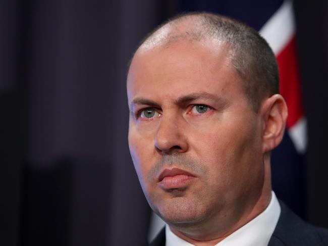 Treasurer Josh Frydenberg and Finance Minister Mathias Cormann holding a press conference to release the mid-year economic and fiscal outlook (MYEFO) at Parliament House in Canberra. Picture Kym Smith